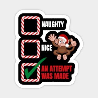 Naughty or Nice Christmas Monkey Magnet