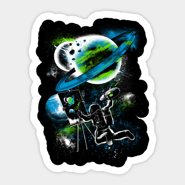 Space Painting Astronaut Sticker Teepublic