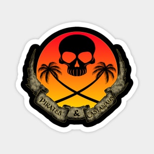 Skull Sunset and Pirate Banner Magnet