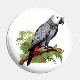 African Grey Parrot Pin