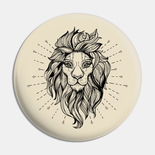 Lion portrait in geometric tattoo style with dots and circle shapes Pin