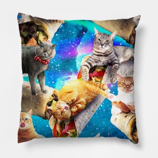 Galaxy Cat Burrito In Rainbow Space Pillow