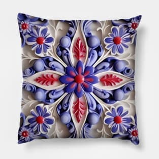 Fourth of July Inspired Design With Center flower and star Pillow
