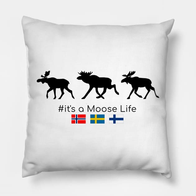 Animals in Scandinavian traffic Pillow by Aurealis