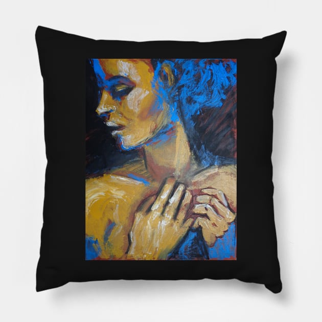 Feminine - Portrait Of A Woman Pillow by CarmenT