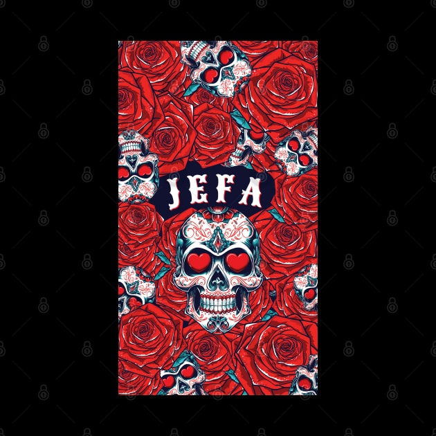 Jefa Sugar Skull & Red Roses by Pennelli Studio