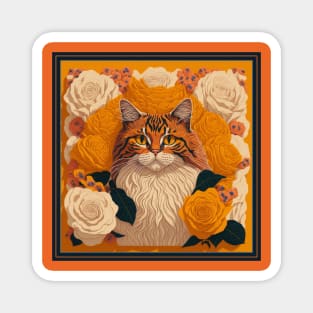 Ragamuffin cat. Style vector (yellow version 2 ragamuffin cat) Magnet