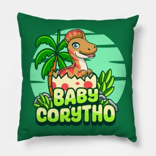 Cute Baby Corythosaurus Dino Cartoon Pillow