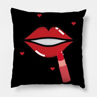 Lollipop red lips. Girly lipstick makeup candy Pillow