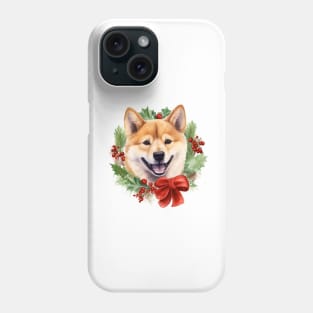 Christmas Shiba Inu Dog Wreath Phone Case