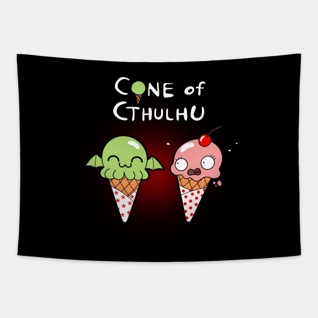 Funny Cute Cthulhu Kawaii Ice Cream Cartoon Tapestry by BoggsNicolas