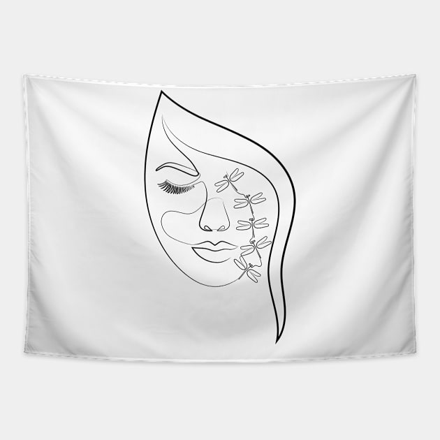 Charm and Allure | One Line Artist | Minimal Art | One Line Art | Minimalist Tapestry by One Line Artist