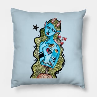 Blue Alien Pillow