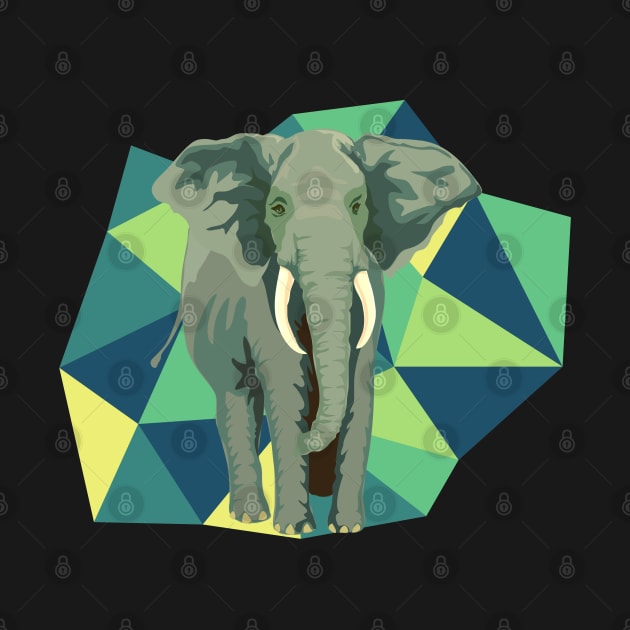 Elephant with geometric background by LittleAna