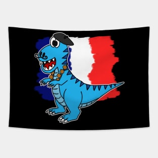 Bastille Day 14 July French Dinosaur Tyrannosaurus Funny Tapestry