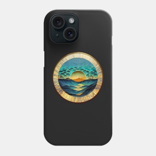 Ocean Waves, Sun, Clouds, and Land - Monocular View Phone Case