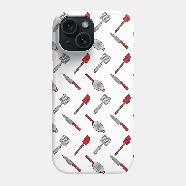 Red and Silver Cooking Tools Phone Case by PLLDesigns