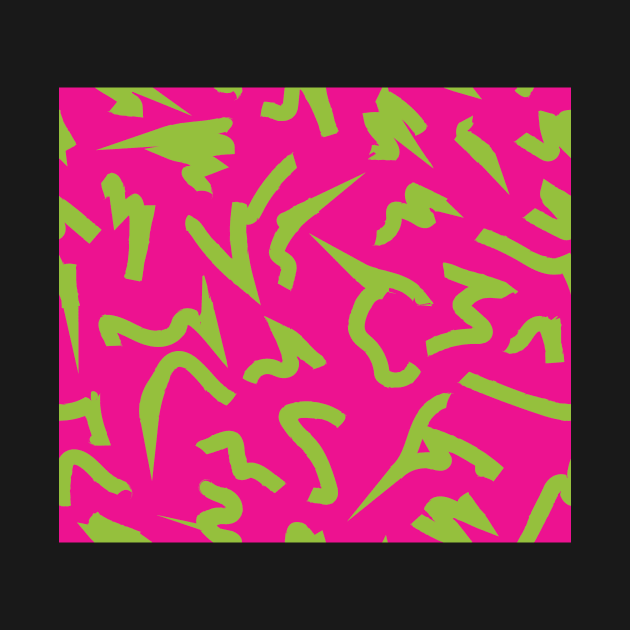 Dopamine Hot Pink and Neon Lime Green Bright Retro 80's Eighties Abstract Scribble by gloobella