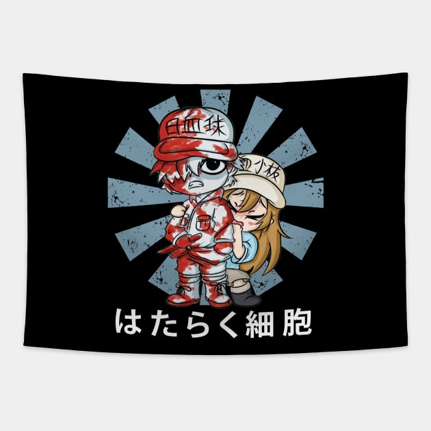 Vintage Red Blood Cell Japanese Anime Tapestry by QuickMart