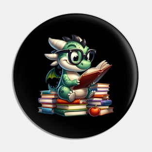 Dragon Reading Book Pin