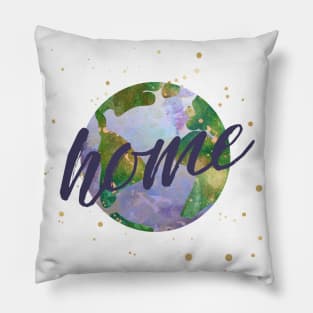 earth is our home - protect our beautiful planet (watercolors and purple handwriting) Pillow