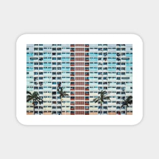 Multi-colored Building Pattern With Palm Trees - Aesthetic Magnet