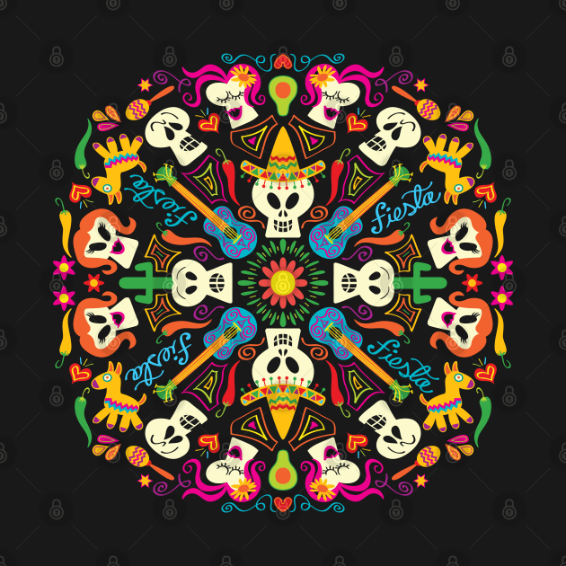 Joyful Mexican skulls celebrating the day of the dead by zooco