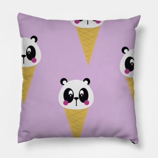 Cute Ice Cream Panda Kids Pattern Seamless Pillow