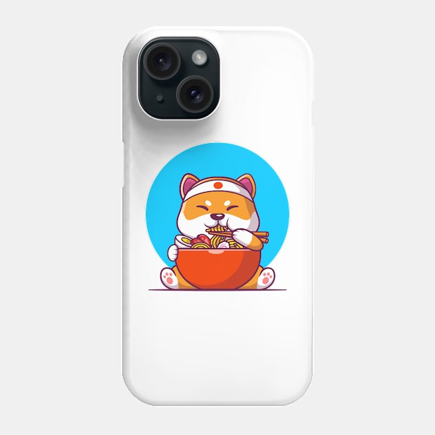 Cute Shiba Inu Eating Ramen Noodle Phone Case by Catalyst Labs