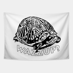 Wazzup? - Black & White Turtle Graphic Tapestry