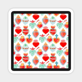 Bright watercolor pattern with sacred hearts Magnet