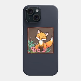 Cute Folk Art Fox With Flowers Phone Case