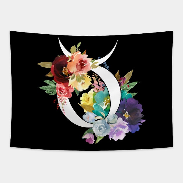 Taurus Horoscope Zodiac Rainbow Flowers Design Tapestry by bumblefuzzies