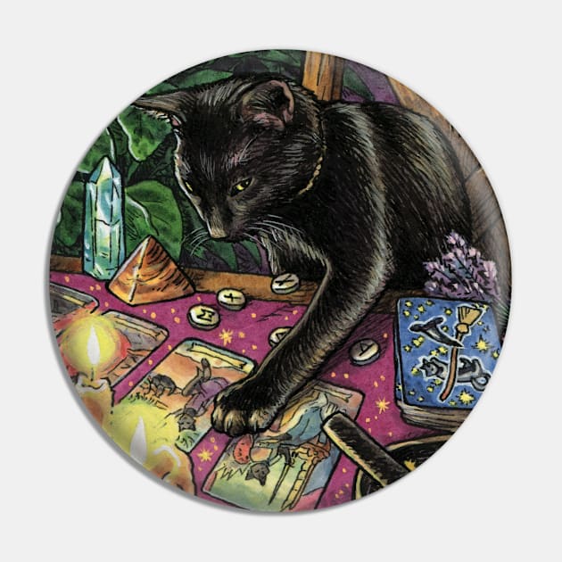 Black Cat Reading Tarot Pin by Elisabeth Alba