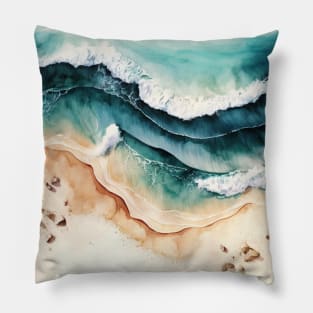 Beautiful sandy beach with waves Pillow