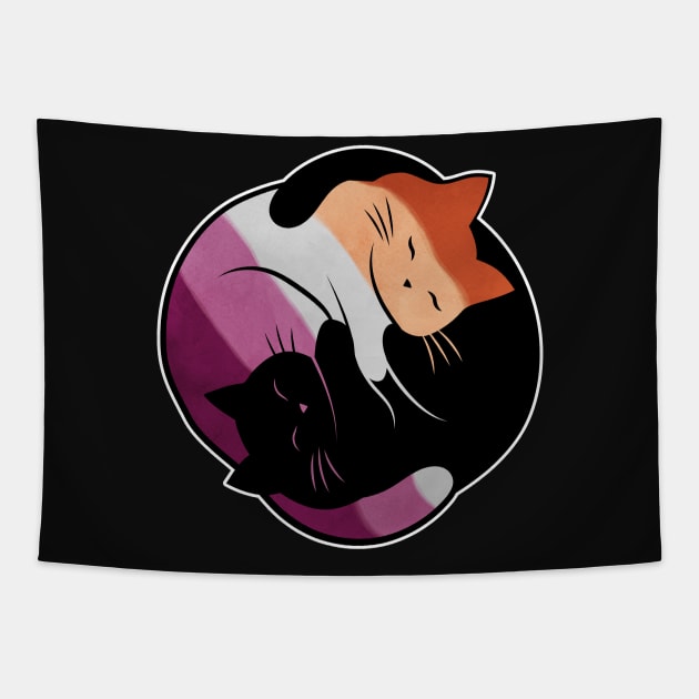 Lesbian Yin Yang Cat Tapestry by Psitta