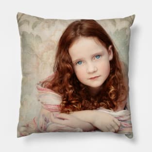 Pre-Raphaelite Redhead on a Pale Afternoon Pillow