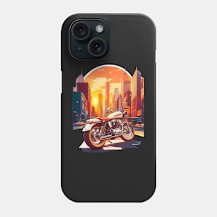 Retro Motorcycle T-Shirt Design Featuring New York City Street Phone Case