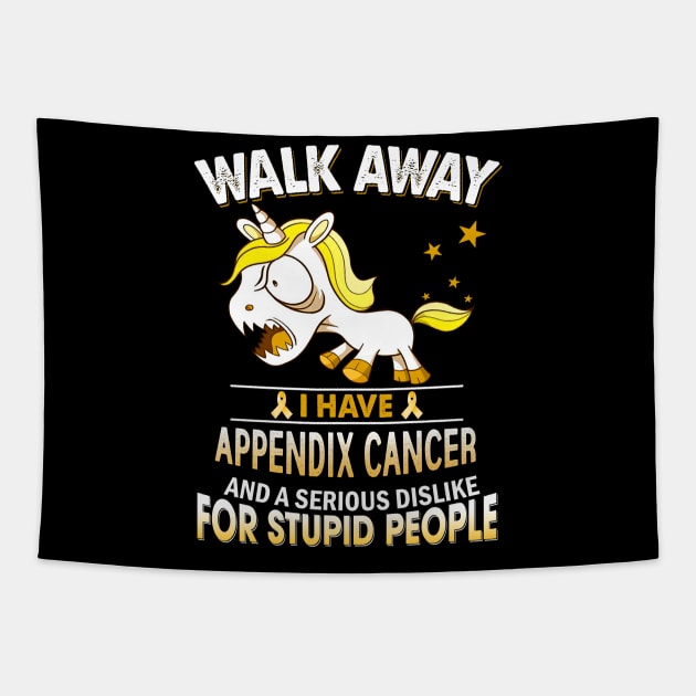 funny appendix cancer grumpy unicorn warrior Tapestry by TeesCircle