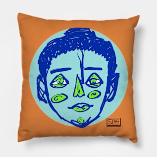 Light blue sketchy face Pillow