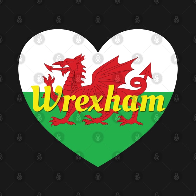 Wrexham Wales UK Wales Flag Heart by DPattonPD