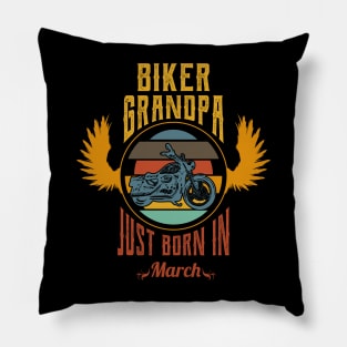 Biker grandpa just born in march Pillow