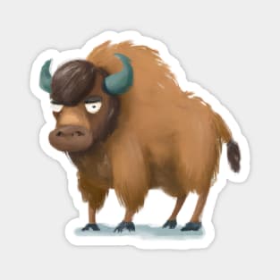 Cute Bison Drawing Magnet