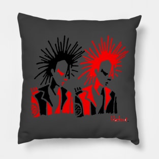 Punk Mates Red and Black by Blackout Design Pillow