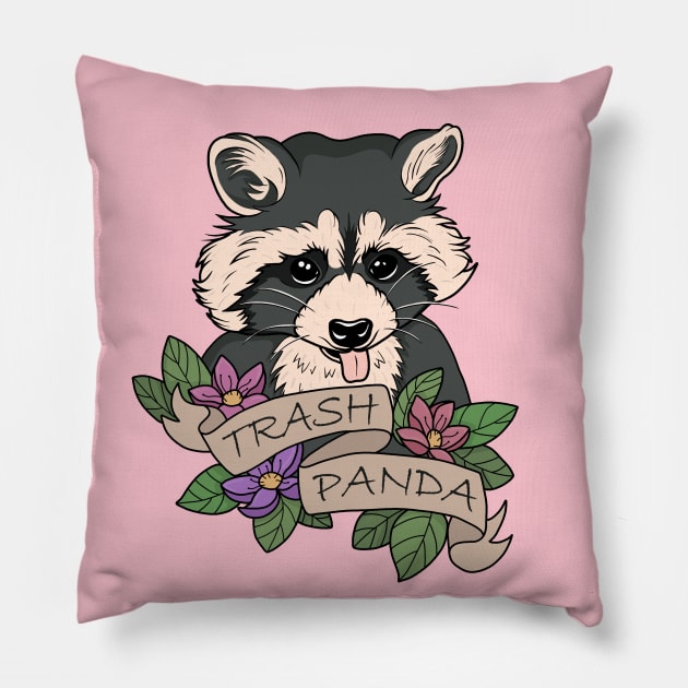 Raccoon - Trash Panda Pillow by valentinahramov