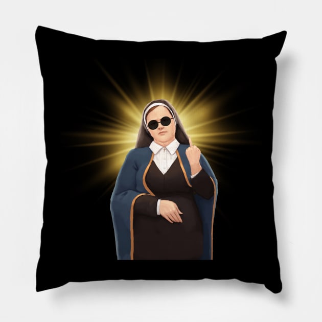 Sister Michael middle finger Pillow by Alaknanda prettywoman