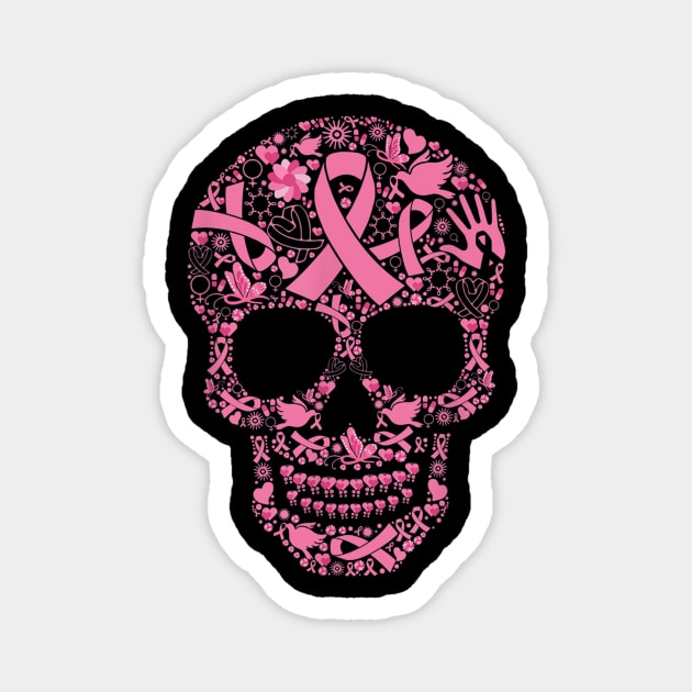 Tattoo Skull shirt Breast Cancer Awareness Magnet by Ortizhw