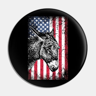 Patriotic Donkey American Flag Pin