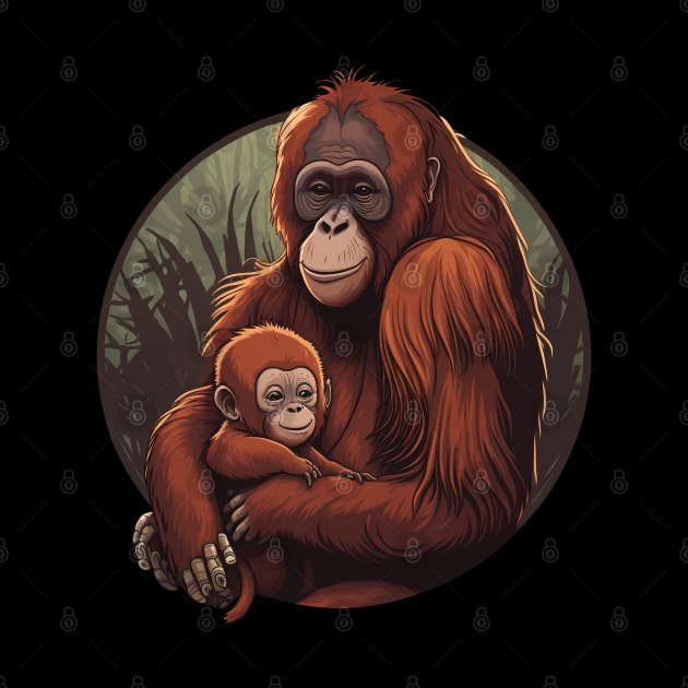 Orangutan Mum and Baby by Bondoboxy