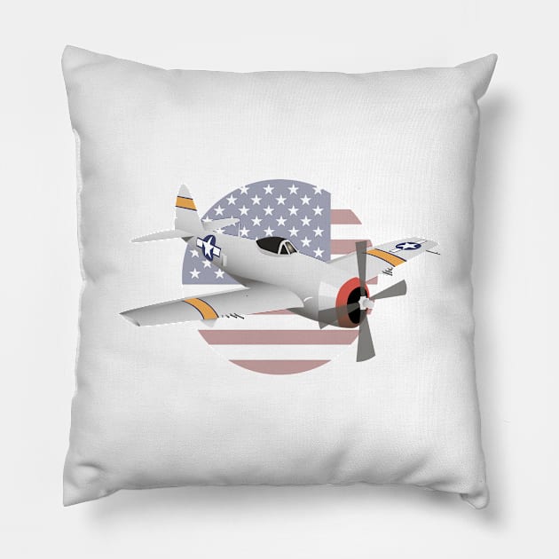 WW2 P-47 Thunderbolt Airplane Pillow by NorseTech